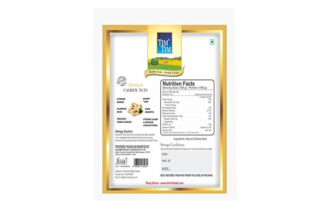Tim Tim Premium Cashew Nuts    Box  200 grams
